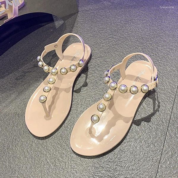 Sandalet Boncuk Klip Ayak Ayak Flats Yaz Plajı Slingback Slippers 2024 Moda Açık Hava Spor Ayakkabı Elbise Flip Flops Mujer Slaytlar