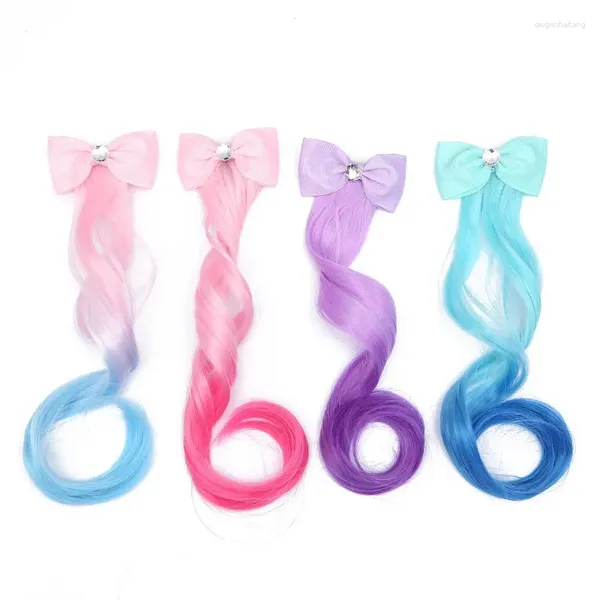 Accessori per capelli Bambini coreani Simpatico cartone animato Fiocco Clip Parrucca per bambini Copricapo colorato per ragazze