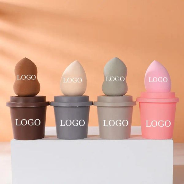 Puff 50pcs logo personalizzato Beauty Egg Cosmetic Blender personalizza Sponge Private Etichetta Private Latex Free Coffee Tazza di trucco Sponge