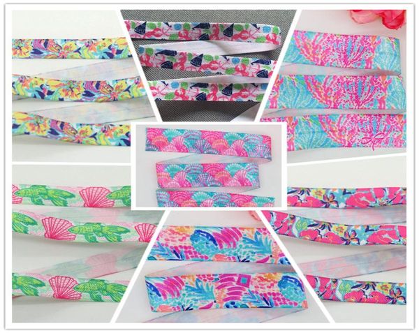 100 jardas 58 polegadas Lilly Prints Dobre Elástico Fita de Cabelo INIMIGO Arco Fitas Meninas Hairbands Acessórios de Cabelo 9607917