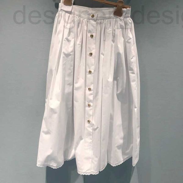 Юбки дизайнерского бренда Miu Miao, белая большая распашная юбка с вышивкой в стиле пэчворк, однобортная рубашка, универсальная свободная половина лета 2023 года, новый стиль 1LWX