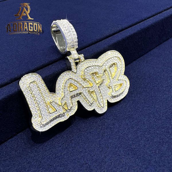 Designer S925 VVS Moissanit Diamanten benutzerdefinierte Brief Initial Anhänger Fabrik Großhandel 925 Sterling Silber Edlen Schmuck Hip Hop Anhänger