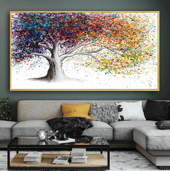Pittura a olio albero d'oro Paesaggio astratto Poster Stampe su tela di grandi dimensioni Pittura Immagine di arte della parete per soggiorno Decorazioni per la casa7578979
