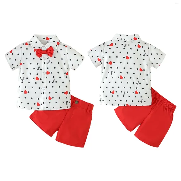 Set di abbigliamento Tiaobug Bambino Neonato Completo Manica corta Camicia con papillon Top e pantaloncini Set da gentiluomo per la festa di compleanno Po