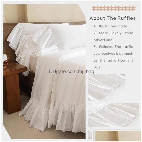 Conjuntos de cama Branco Ruffles Bed Sheet Set Algodão 4 peças King Size-Style Gfreight Consolador Linho Home Têxtil Jardim Drop Delivery Tex DHSNT