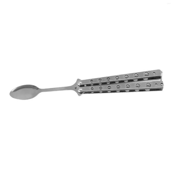 Geschirr-Sets, Schmetterlingslöffel, Camping-Geschirr, 9,06 Zoll, Metall, Übungstrainer, faltbares Utensil für Wandern, Picknick, Küche, Reisen, Grillen