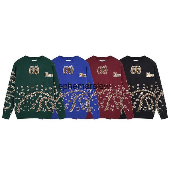Erkek Sweaters Bayan Yeni Vintage Kaşmir Mektubu Jakar Knited Sweater Çift Moda Gevşek ve Sıradan Pullover H240401