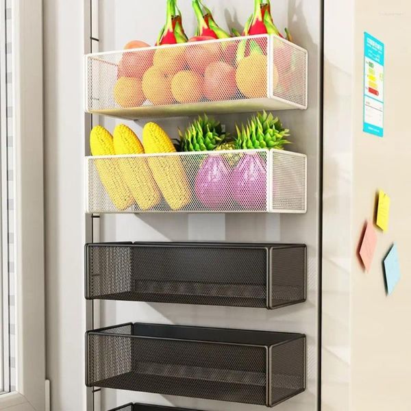 Кухонный металлический холодильник для хранения, магнитная полка, квадратная многофункциональная стойка, прочные полки без перфорации для дома