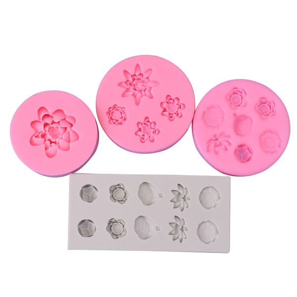 Stampi in silicone fiore di loto Stampo per fondente foglia di loto Stampi per radice di loto per decorare torte Cupcake Topper Caramelle Cioccolato Gum Paste Argilla polimerica 1222058