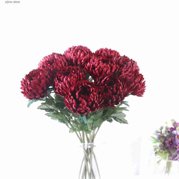 Faux Floral Verdura 58 cm Grandes Malmequeres Crisântemo Flores De Seda Artificial Flores Queda Casa Casamento DIY Decorações Acessórios Plantas Falsas Y240322