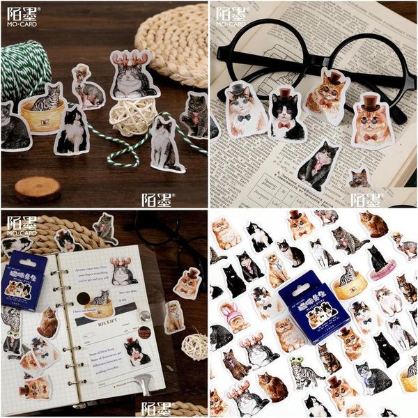 Yapışkan Çıkartmalar Mo.Card Vintage Retro Mr Mini Kağıt Günlüğü Sticker Scrapbooking Malzeme Dekorasyon Etiketi Toptan Damla Delive OTAMW