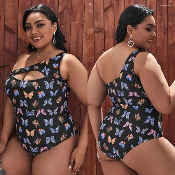 Mulheres Swimwear 019 Plus Size Imprimir Biquinis Fat Beach África American Feminino Mulheres 2024 Uma Peça Extra Grande Grande Roupas de Verão L-4XL