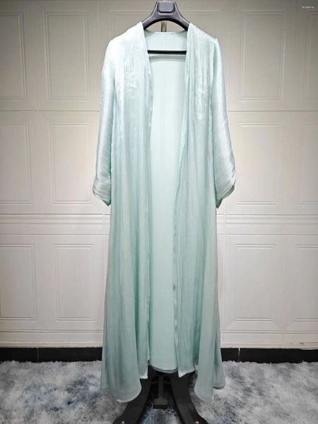 Ethnische Kleidung, glänzender Satin, muslimische Frauen, offene Abaya-Strickjacke, Maxikleid, Türkei, Eid-Party, arabische Robe, Kimono, Dubai, Kaftan, Islam, Marokko