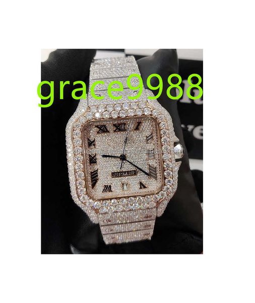 40MM handgemachte Premium-Luxus-Qualitäts-Full-Iced-Out-Hip-Hop-Männer-Frauen-echte Moissanit-Diamant-Uhr für weltweiten Exporteur