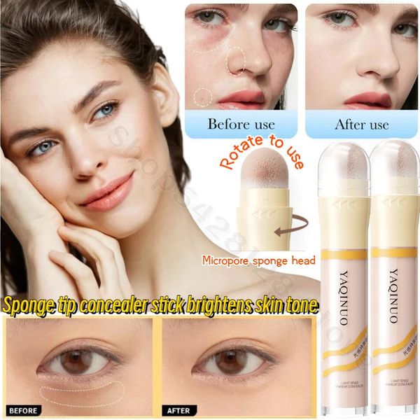 Contour Pen Concealer Stick, langlebig, wasserfest, aufhellend, deckt Augenringe, Flecken, Akne, Schwammkopf, Concealer-Make-up, 6 g, 240319