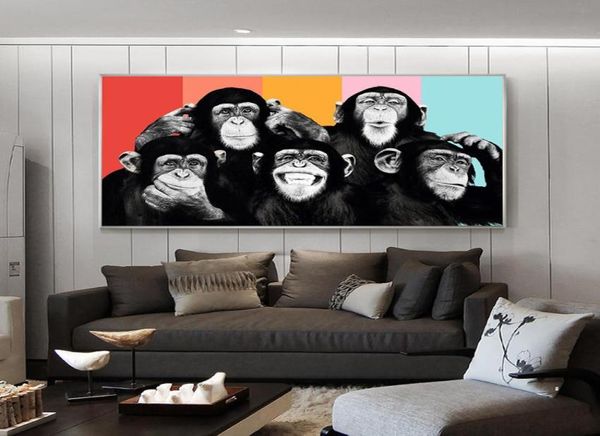 Divertenti scimmie Graffiti Dipinti su tela sul muro Poster e stampe Animali moderni Wall Art Immagini su tela Kids Room Decor9592597