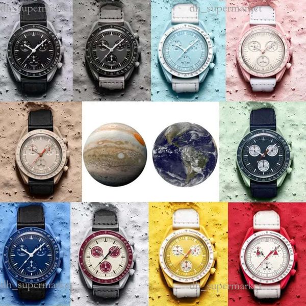 Orologio planetario in ceramica con funzioni complete, orologio meccanico sportivo con luna, orologio unisex, ora mondiale, orologio omigas, tutte le lancette, operativo Mercurio