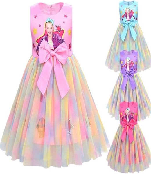 Abito per ragazze jojo siwa maglie abiti da fiocco per bambini abbigliamento per feste di Natale jojo siwa abito principessa 09244426570