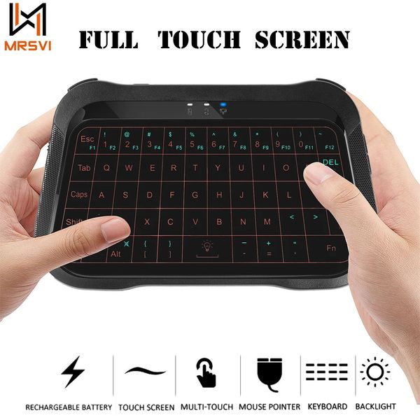 Mini tastiera wireless T18 Touch screen completo 24GHz Air Mouse Touchpad Telecomando retroilluminato portatile per Android TV BOX 240309