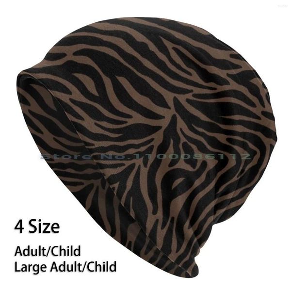 Berets Tiger Black Brown Stripe Design Gorros Chapéu de Malha Padrão Simples Textura Siberian Bengal Cute Tigatiga