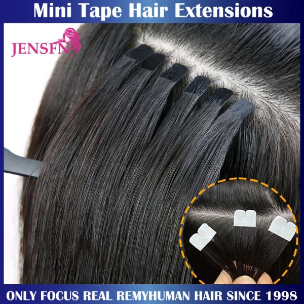 Наращивание JENSFN Мини-лента для наращивания волос 100% натуральные человеческие волосы Remy 16 