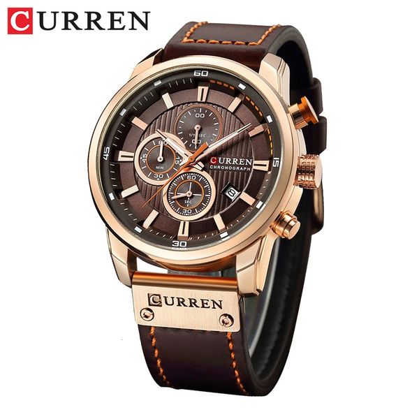 CURREN Moda Data Quartz Homens Relógios Top Marca de Luxo Masculino Relógio Cronógrafo Esporte Mens Relógio de Pulso Hodinky Relogio masculino 240311