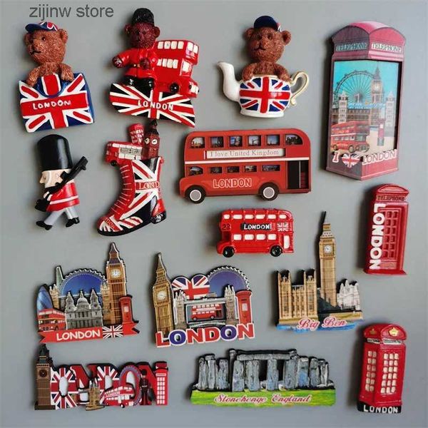 Magneti per il frigo Magnete per il frigorifero del Regno Unito London Bus Big Ben Windsor Oxford Bear UK Collezione di adesivi magnetici per frigorifero Regalo Y240322