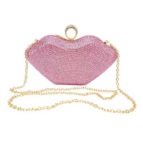 Bolsas de noite dg peaflow wedding wedding noiva shrenestone box bolsas de festa jantar diamante bolsa marinha rosa lábios mulheres embreagem de cristal bagsl2403