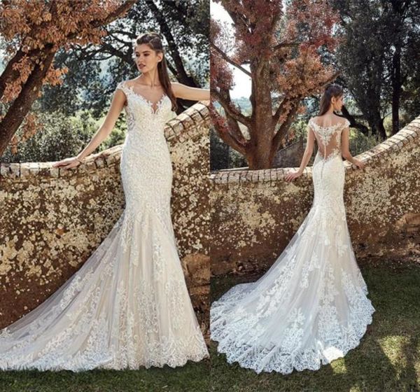 Eddy K 2019 Abiti da sposa a sirena Western Country Garden Abiti da sposa bohémien Abiti in pizzo Sweep Train Boho Wedding Dress2537705