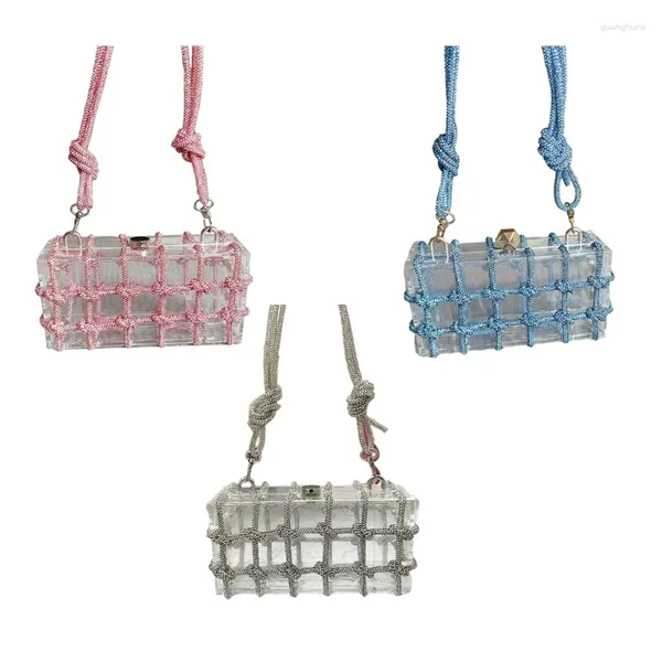 Sacos de noite 2024 Acrílico Bolsa de Embreagem para Mulheres Estilo Francês Bolsa CWoven Knotted Ropebag Casamento Natal Cocktail Party