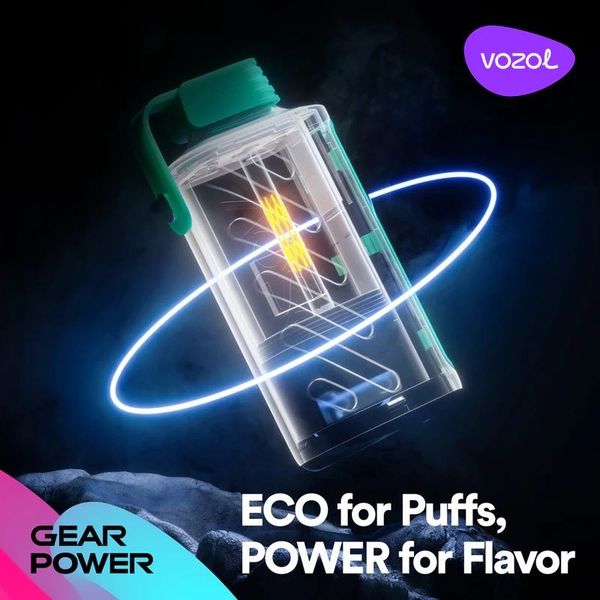 Voozol Gear Power 20000 Puffs Vapers Desechables Puff 20k 12k Voozol Vapes descartáveis com tela de exibição E cigarro 5% Vaporizador Crystal Recharge Mesh Coil Pen