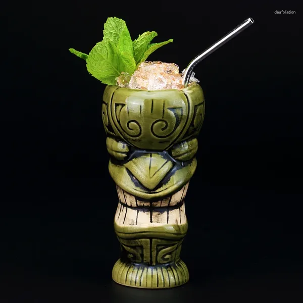 Tazze Tazza Tiki in ceramica Hawaii da 370 ml Strumento da bar per tazza di vino e birra in porcellana creativa