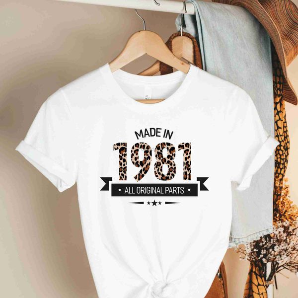 T-shirt da donna 1981 Stampata Harajuku Top T-shirt da donna Casual Donna a maniche corte T-shirt da donna Basic O-Collo Ragazza Straight Boat 240322