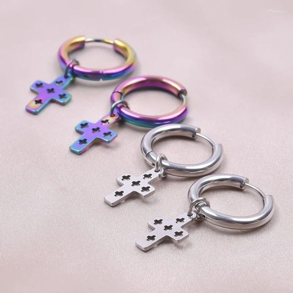 Hoop Ohrringe Klassische Kreuz Quasten Baumeln Für Frauen Ohr Knochen Kreis Punk Titan Stahl Set Männer Trend Produkt Cruz schmuck