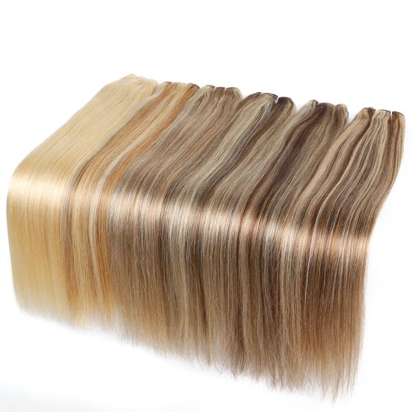 Schuss BHF Highlight Gerade Echthaar Bundles Ombre Honig Blonde Remy Echthaar Schuss Brasilianische Braune Haarverlängerungen 30 Zoll