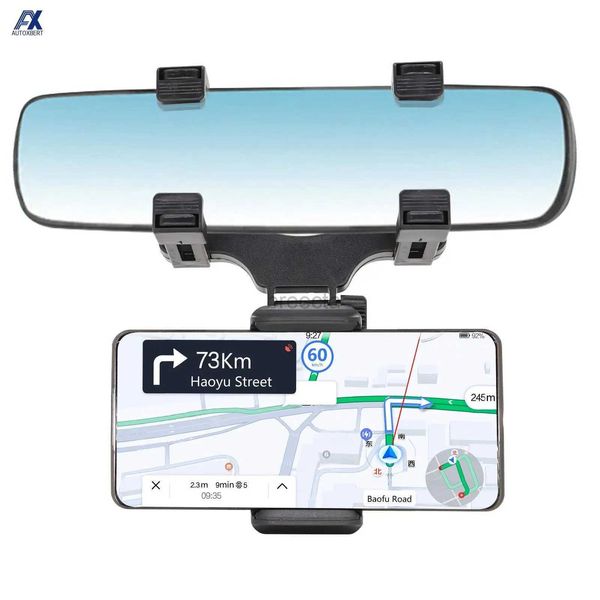 Suportes de montagem de telefone celular Suporte de telefone de carro Suporte de espelho retrovisor Suporte de berço de caminhão 360 Rotação Celular GPS Suporte de montagem Acessórios interiores 240322