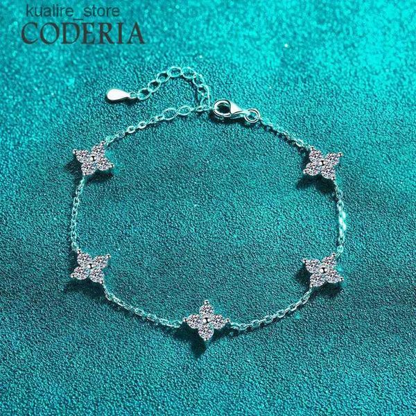 Charme Pulseiras Passar Teste de Diamante 2CT Moissanite Banhado 18K Ouro Branco de Alta Qualidade 925 Sterling Silver Star Bangle Jóias de Casamento L240322