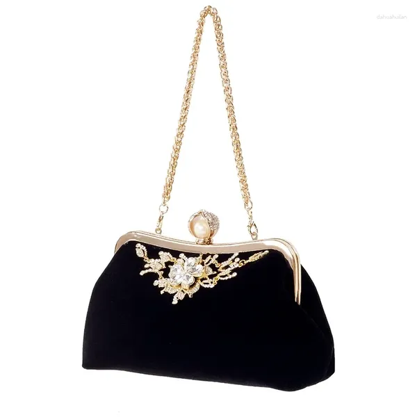 Вечерние сумки, женская сумка с бриллиантами и жемчугом, тренд 2024, винтажная сумка с кристаллами и цветком, высококачественный изысканный элегантный роскошный праздничный клатч