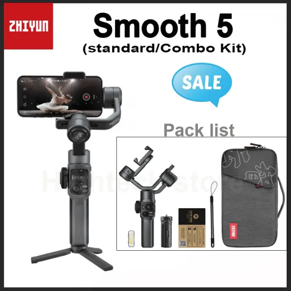 Heads ZHIYUN Offizieller Smooth 5 Gimbal Handy-Handstabilisator 3-Achsen-Smartphone-Gimbals für iPhone 13 PRO/Samsung/Huawei/Xiaomi