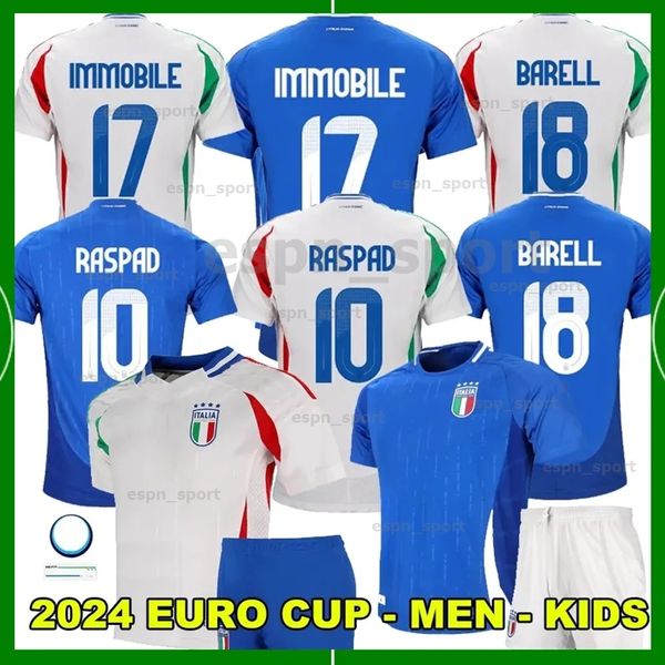 2024 Italys Euro Soccer Jersey Home Away 2023 2024 Italian Jerseys SCAMACCA IMMOBILE CHIESA 23 24 camisas de futebol RASPADORI JORGINHO BARELLA Maglia italiana