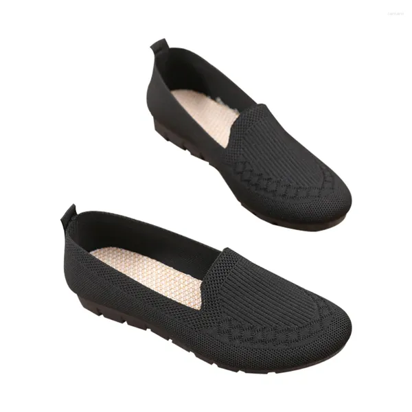 Scarpe casual da donna punta tonda da passeggio corsa mocassino in tela traspirante sneakers da lavoro in maglia vintage piatte da lavoro slip on nere