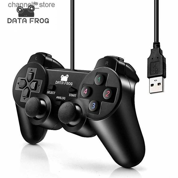 Игровые контроллеры Joysticks Data Vibration Vibration Joystick Wired USB -контроллер для ПК для компьютерного ноутбука для Winxp/Win7/Win8/Win10 для Vista Black GamePady240322