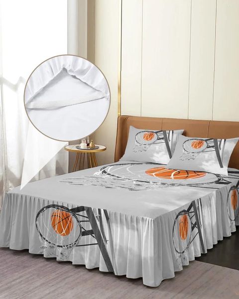 Gonna da letto Basket Sport Tiro Copriletto con angoli elasticizzati grigi con federe Coprimaterasso Lenzuolo