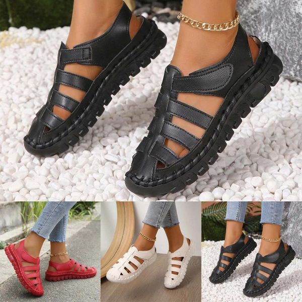 Sandalen Sommer Mode Hohl Flacher Boden Einfarbig Lässige Tennisschuhe Für Frauen Fußgewölbeunterstützung