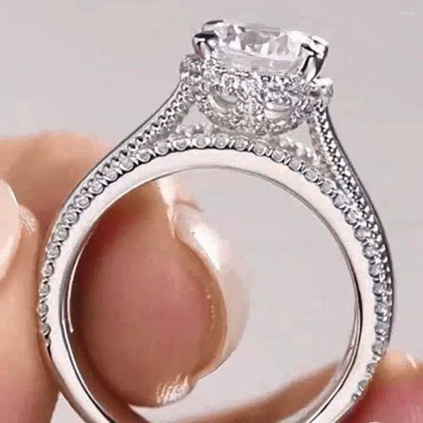 Кольца кластера на заказ, настоящая платина PT950, женское и мужское кольцо, круглые муассанитовые бриллианты, свадебная вечеринка, юбилей, помолвка, яркие рельсы