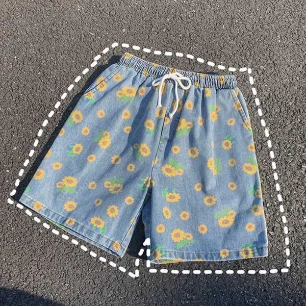 Erkek Şort Daisy Denim Şort Erkekler 2023 Yaz Yüksek Strt Capris Bayan Teknik Giyim Büyük Boyutlu Günlük Plaj Pantolonları UNISEX H240322