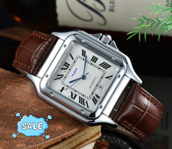 Famoso relógio quadrado simples com mostrador 40 mm de luxo moda romana tanque série relógio masculino quartzo movimento importado cronômetro botton twire desenho tendência relógio de pulso de negócios