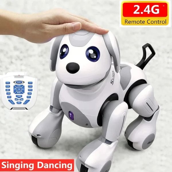 Sensor de gesto de controle de toque brinquedo de cão de estimação pode agitar a cabeça falar história cantando dança andando robô rc garoto amigo presente menino 240321