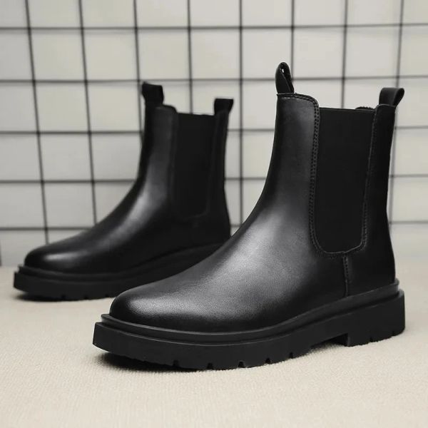 Boots Chelsea Boots masculino de couro casual Boot de couro alto SLAPELON SLAPELON POPOMALIZADO TORNE