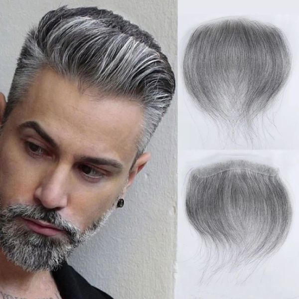 Toupees 1b 60 Gri ​​Düz Adam Toupee v Erkekler İçin Frontal Saç Çizgisi İnsan Saç Parçaları Ultra İnce Cilt PU Erkekler Kılcal Protez